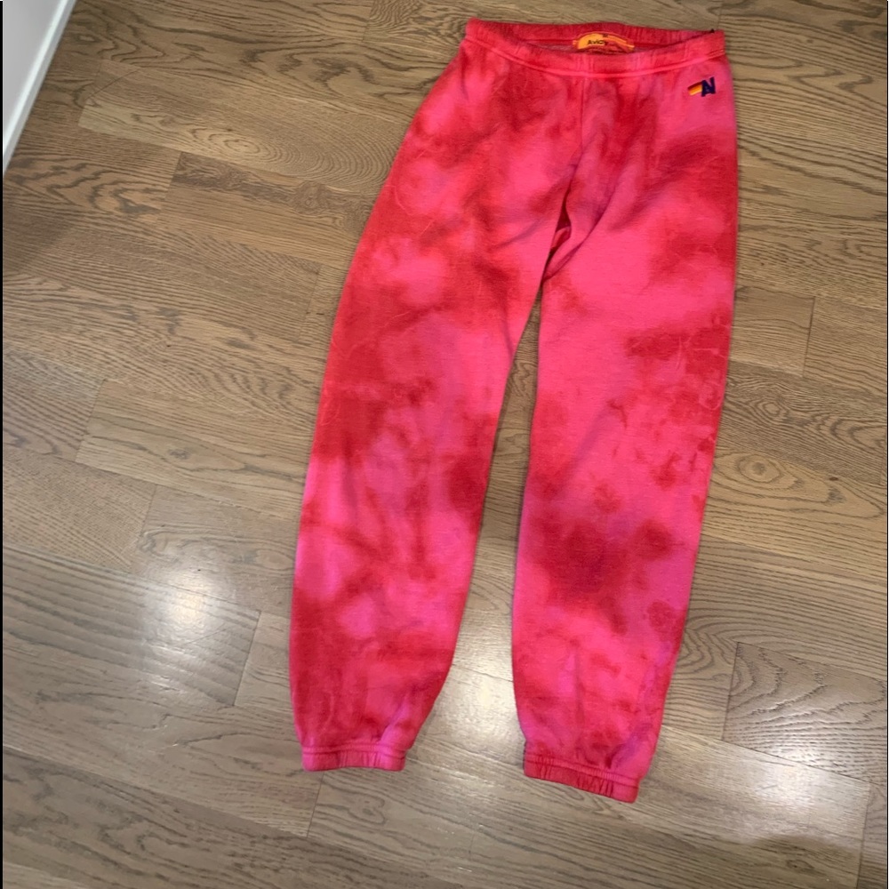 Red tie dye aviator nation sweatpants